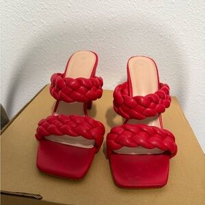 Red Braided Women's Heels